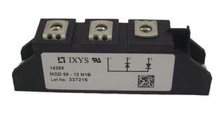 MDD56-12N1B - IXYS SEMICONDUCTOR - MDD56-12N1B - Diode Module, 1.2 kV, 71 A, 1.21 V, Dual Series, TO-240AA, 3 Pins