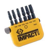 T4513 - CK TOOLS - T4513 - Blue Steel Impact Screwdriver Bit Set, Mixed Torx, 6 Piece, 50mm Single End