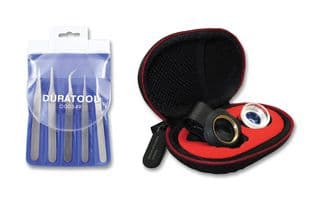 1306402+2409887 - DURATOOL - 1306402+2409887 - Industrial Tweezer Set (5 Piece) & Inspection Magnifier, Macro Lens