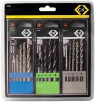 T3064B - CK TOOLS - T3064B - Drill Bit Set, 2 mm - 8mm Metal, 4 mm - 10 mm Wood, 4 mm - 8 mm Brick, 16 Piece