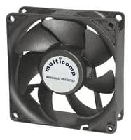 MC35348 - MULTICOMP - MC35348 - DC Axial Fan, Brushless Motor, 24 V, Square, 92 mm, 25 mm, Vapo Bearing, 45 CFM