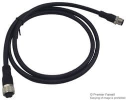 2TLA020056R5000 - ABB - JOKAB - 2TLA020056R5000 - Sensor Cable, Black, M12 Plug, M12 Receptacle, 8 Positions, 1 m, 3.28 ft