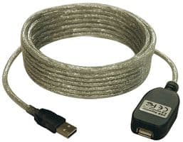TL-U026-016 - L-COM - TL-U026-016 - USB Cable, Type A Plug to Type A Receptacle, 5 m, 16.4 ft, USB 2.0, Black