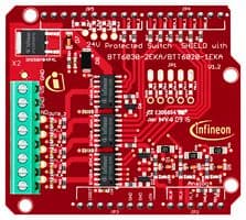 24VSHIELDBTT6030TOBO1 - INFINEON - 24VSHIELDBTT6030TOBO1 - Daughter Board, Protected Switch Shield, 24V, BTT6030-2EKA and BTT6020-1EKA for Arduino