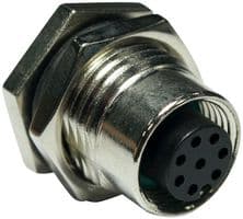 M12A-08PFFP-SF8001 - AMPHENOL LTW - M12A-08PFFP-SF8001 - Sensor Connector, 8 Pole, M12, Receptacle, M Series, M12, Female, 8 Positions, PCB Socket
