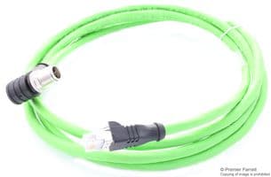 142M2X59020 - METZ CONNECT - 142M2X59020 - Sensor Cable, X-Code, Cat6, 90° M12 Plug, RJ45 Plug, 8 Positions, 2 m, 6.6 ft