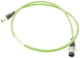 142M2X12010 - METZ CONNECT - 142M2X12010 - Sensor Cable, X-Code, Cat6a, M12 Plug, M12 Receptacle, 8 Positions, 1 m, 3.28 ft