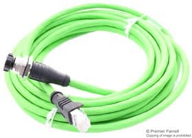 142M2X25050 - METZ CONNECT - 142M2X25050 - Sensor Cable, X-Code, Cat6, RJ45 Plug, M12 Receptacle, 8 Positions, 5 m, 16.4 ft