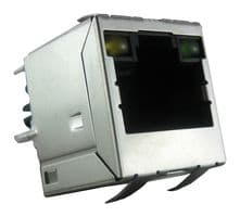 RJE45-188-1411 - AMPHENOL COMMUNICATIONS SOLUTIONS - RJE45-188-1411 - Modular Connector, RJ45 Jack, 1 x 1 (Port), 8P8C, Cat6, Through Hole Mount