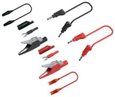 76-300 - MULTICOMP PRO - 76-300 - Test Lead Probe Kit, Black / Red, 4mm Stacking Banana Plug Leads, Banana Jack-Spade Lug Adapters