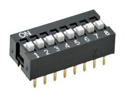 A6E-4104-N - OMRON - A6E-4104-N - DIP / SIP Switch, 4 Circuits, Slide, Through Hole, SPST, 24 V, 25 mA