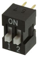 A6E-2104-N - OMRON ELECTRONIC COMPONENTS - A6E-2104-N - DIP / SIP Switch, 2 Circuits, Slide, Through Hole, SPST, 24 V, 25 mA