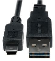 UR030-06N - EATON TRIPP LITE - UR030-06N - USB Cable, Reversible Type A Plug to Mini Type B Plug, 150 mm, 6 ", USB 2.0, Black