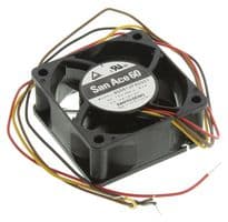 9G0612P4S001 - SANYO DENKI - 9G0612P4S001 - DC Axial Fan, 12 V, Square, 60 mm, 25 mm, Ball Bearing, 49.4 CFM