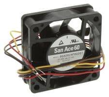 9GA0624P6G001 - SANYO DENKI - 9GA0624P6G001 - DC Axial Fan, 24 V, Square, 60 mm, 20 mm, Ball Bearing, 31.1 CFM