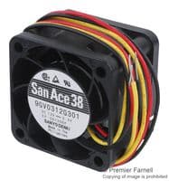 9GV0312G301 - SANYO DENKI - 9GV0312G301 - DC Axial Fan, 12 V, Square, 38 mm, 28 mm, Ball Bearing, 17 CFM