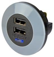 PVPRO-DFF - ALFATRONIX - PVPRO-DFF - USB Charger Receptacle, Front Fitting, PVPro, 3 A, 2 Ports, USB Type A
