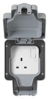 K56486GRY - HONEYWELL - K56486GRY - Switched Socket, Electrical, Outdoor, 1 Gang, 13A, Grey
