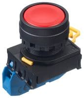 YW1B-A1E10R - IDEC - YW1B-A1E10R - Industrial Pushbutton Switch, YW Series, 22.3 mm, SPST-NO, Maintained, Flush, Red