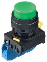 YW1B-A2E10G - IDEC - YW1B-A2E10G - Industrial Pushbutton Switch, YW Series, 22.3 mm, SPST-NO, Maintained, Round Raised, Green