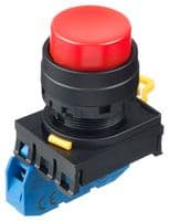 YW1B-A2E10R - IDEC - YW1B-A2E10R - Industrial Pushbutton Switch, YW Series, 22.3 mm, SPST-NO, Maintained, Round Raised, Red