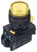 YW1L-AF2E10Q4Y - IDEC - YW1L-AF2E10Q4Y - Industrial Pushbutton Switch, YW Series, 22.3 mm, SPST-NO, Maintained, Round Raised, Yellow