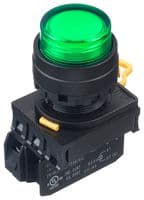 YW1L-A2E10QM3G - IDEC - YW1L-A2E10QM3G - Industrial Pushbutton Switch, YW Series, 22.3 mm, SPST-NO, Maintained, Round Raised, Green