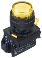 YW1L-A2E10QM3Y - IDEC - YW1L-A2E10QM3Y - Industrial Pushbutton Switch, YW Series, 22.3 mm, SPST-NO, Maintained, Round Raised, Yellow
