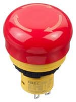 AB6E-3BV02PRM - IDEC - AB6E-3BV02PRM - Emergency Stop Switch, DPST-NC, Push-Pull, Quick Connect, Solder, 5 A, 125 V