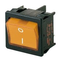 01805.7104-03 - MARQUARDT - 01805.7104-03 - Rocker Switch, On-Off, DPST, Non Illuminated, Panel Mount, Orange, 1800 Series