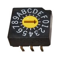 SD-1010 - NIDEC COMPONENTS - SD-1010 - Rotary Coded Switch, SD-1000 Series, Through Hole, 16 Position, 5 VDC, Hexadecimal, 100 mA