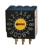 SD-1011 - NIDEC COMPONENTS - SD-1011 - Rotary Coded Switch, SD-1000 Series, Through Hole, 16 Position, 5 VDC, Hexadecimal, 100 mA