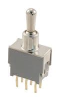 ATE2E-2M3-10-Z - NIDEC COMPONENTS - ATE2E-2M3-10-Z - Toggle Switch, Subminiature, On-Off-On, DPDT, Non Illuminated, ATE Series, Through Hole, 50 mA