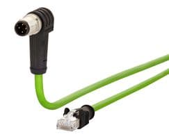 142M4D59050 - METZ CONNECT - 142M4D59050 - Sensor Cable, 90° M12 Plug, RJ45 Plug, 4 Positions, 5 m, 16.4 ft