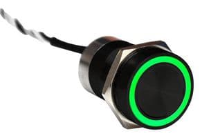MC16MOBGR - BULGIN / PARTNER STOCK - MC16MOBGR - Vandal Resistant Switch, MC Series, 16.2 mm, SPST-NO, Off-(On), Round Flush, Black