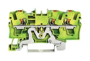 2204-1307 - WAGO - 2204-1307 - DIN Rail Mount Terminal Block, Ground, 3 Ways, 20 AWG, 10 AWG, 4 mm², Clamp, 32 A