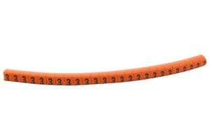 901-11003 HGBC1-3OG 3 - HELLERMANNTYTON - 901-11003 HGBC1-3OG 3 - Wire Marker, Helagrip, Slide On, Chevron Cut, Pre Printed, 3, Black, Orange, 3.5mm, 3 mm