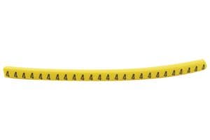 901-11004 HGBC1-3YE 4 - HELLERMANNTYTON - 901-11004 HGBC1-3YE 4 - Wire Marker, Helagrip, Slide On, Chevron Cut, Pre Printed, 4, Black, Yellow, 3.5mm, 3 mm