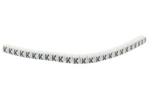 901-11084 HGBC2-5WH K - HELLERMANNTYTON - 901-11084 HGBC2-5WH K - Wire Marker, Helagrip, Slide On, Chevron Cut, Pre Printed, K, Black, White, 3.5mm, 5 mm