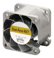 9GT0412P3J001 - SANYO DENKI - 9GT0412P3J001 - DC Axial Fan, High Temp Range, 12 V, Square, 40 mm, 28 mm, Ball Bearing, 18.4 CFM
