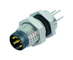 09-3391-81-04 - BINDER - 09-3391-81-04 - Sensor Connector, 768/718 Series, M8, Male, 4 Positions, PCB Pin, Straight Panel Mount
