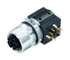 99-3782-202-08 - BINDER - 99-3782-202-08 - Sensor Connector, 825/876 Series, M12, Female, 8 Positions, PCB Socket, Right Angle Panel Mount