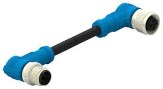 T4162214003-003 - TE CONNECTIVITY - T4162214003-003 - Sensor Cable, 90° M12 Plug, 90° M12 Receptacle, 3 Positions, 1.5 m, 4.9 ft, T416 Series