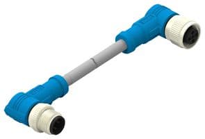 T4162224003-002 - TE CONNECTIVITY - T4162224003-002 - Sensor Cable, 90° M12 Plug, 90° M12 Receptacle, 3 Positions, 1 m, 3.28 ft, T416 Series