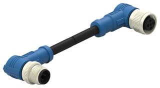 T4162214004-001 - TE CONNECTIVITY - T4162214004-001 - Sensor Cable, 90° M12 Plug, 90° M12 Receptacle, 4 Positions, 500 mm, 19.7 ", T416 Series