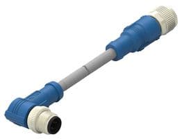 T4162223004-002 - TE CONNECTIVITY - T4162223004-002 - Sensor Cable, 90° M12 Plug, M12 Receptacle, 4 Positions, 1 m, 3.28 ft, T416 Series