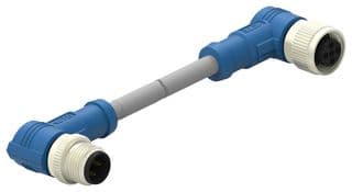 T4162224004-001 - TE CONNECTIVITY - T4162224004-001 - Sensor Cable, 90° M12 Plug, 90° M12 Receptacle, 4 Positions, 500 mm, 19.7 ", T416 Series