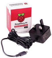 SC0216 - RASPBERRY-PI - SC0216 - Raspberry Pi Accessory, Raspberry Pi 4 Model B Official PSU, USB-C, 5.1V, 3A, UK Plug, Black