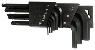 B550BH3100-1 - DURATOOL - B550BH3100-1 - Hex Key Set, Ball-End, Short Series, 1.5mm to 10mm, Storage Bracket, 9 Pieces