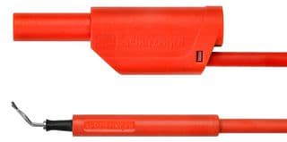 AL 8321 / ZPK / 1 / 100 / RT - SCHUTZINGER - AL 8321 / ZPK / 1 / 100 / RT - Test Patch Lead, 4mm Stackable Banana Plug, Shrouded, Test Clip, 3.3 ft, 1 m, Red, 19 A